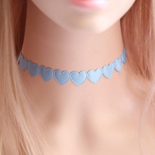 Sweet Heart Shape Choker Necklaces for Women Lace Fabric Clavicle Chain Necklace Fashion Girls Collar Jewelry Gifts