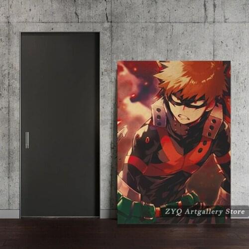 Anime My Hero Academia Posters Japanese Katsuki Bakugou Canvas Poster Art Print Painting For Home Decor