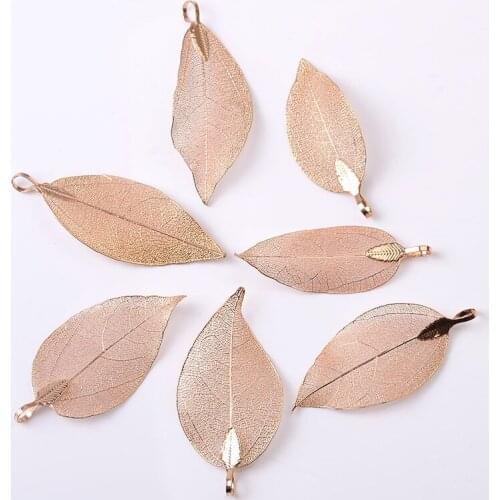 10Pcs Vintage Copper Leaf Charms Decorative Pendant Hair Accessories Findings Handmade DIY Jewelry Making