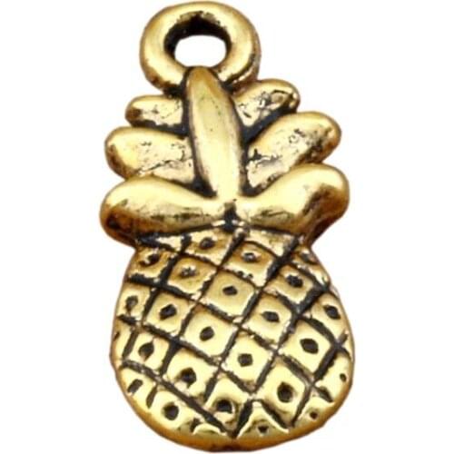Pineapple fruit Charms Pendants 100Pcs/lot Antique gold Fashion Jewelry DIY Fit Bracelets Necklace Earrings 8.8x19mm A-282x