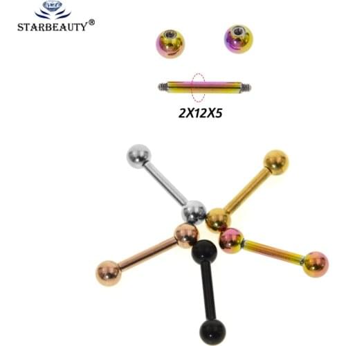 1Pc Big Size 2.0*12+5mm Straight Barbell Tongue Stud Piercing Earring 12 Gauge Tongpiercing Tongue rings Body Jewelry