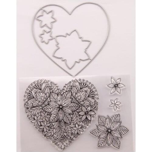 Reunion Love Flowers Metal Cutting Dies and Stamps or Only Clear Stamp Scrapbook Craft Stencil DIY Album Paper Template Model