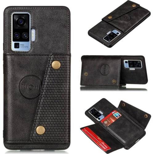 Luxury PU Leather Card Slots Holder Cover For VIVO X50 X30 Pro x50pro x30pro Y19 Phone Case Coque Shell Shockproof TPU Cover