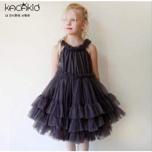 Retail New 2021 Summer Baby Girls Mesh Cake Dress , Girls Princess Sweet Clothes 1-4T