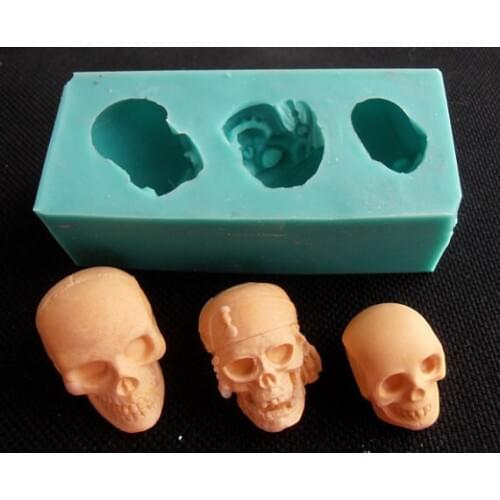 Silicone Mould Sugarcraft Cake Decorating Fondant Cake Mold Moulds Skull Shape Molds Aroma Stone Three SKULLS Halloween