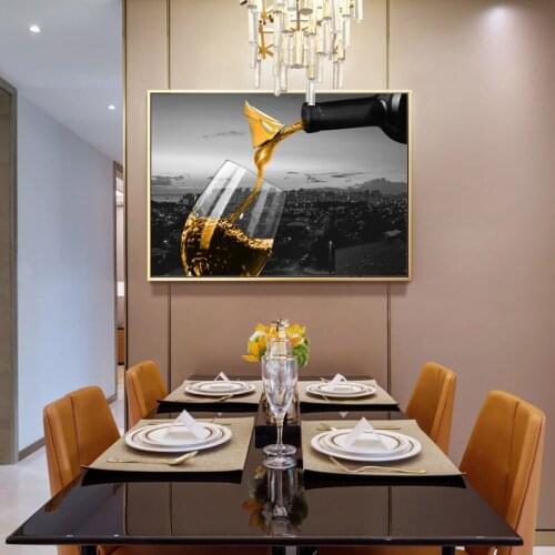 Modern Red Yellow Wine Glasses Liquor Wall Art Painting Nordic Kitchen Wall Art Pictures Living Room Bedroom Mural DecorPosters