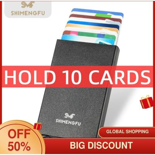 KEMY Rfid Credit Card Holder Slim Thin Pop Up Smart Wallets Men Women Business Bank Cardholder Aluminum Metal Card Pocket Case