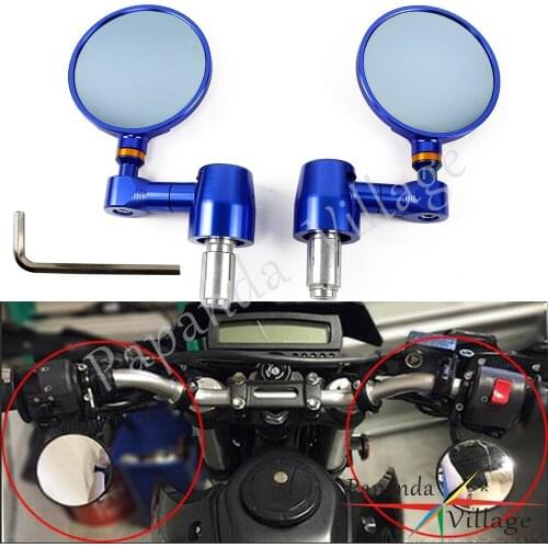 Universal Motorcycle 7/8" 1" Handlebar End Side Rearview Mirrors Convex Side Mirror For Street Bike Cafe Racer Cruiser 22mm 25mm