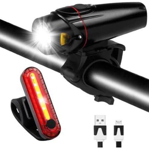 USB Rechargeable Super Bright Bicycle Headlights Front LED Tail Lights Dustproof