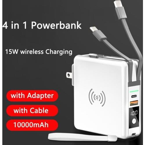 QI Wireless Charger Power Bank 10000mAh QC PD 3.0 Fast Charging Poverbank For iPhone Xiaomi 15W Fast Wireless Charger Powerbank