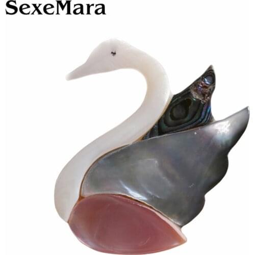 SexeMara Elegant Natural Shell Swan Brooch Women Animal Brooch Pin Banquet Wedding Party Fashion Corsage Dress Hat Scarf Jewelry