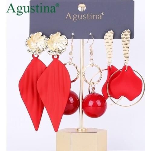 Agustina 2021 Set earrings fashion jewelry drop earrings women acrylic red earrings Set long earring bohemian geometry earings