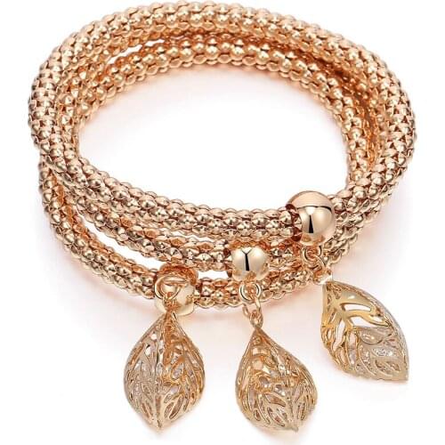 Mix Color Charm Crystal Leaves Elastic Bracelets For Women Fashion Color Female Pulseiras Pendant Bracelets & Bangles Gift 2019