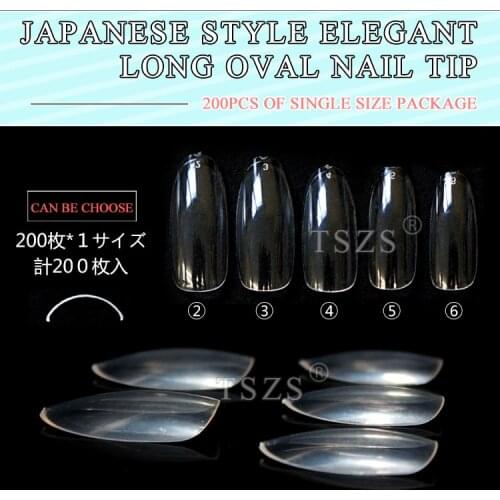 1bag/lot 200pcs Elegant Long Oval Full Cover Nails Tips Fake Gel Art Acrylic Manicure