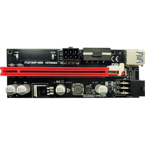 10PCS 009S PCIE PCI-E 1x to 16x PCI Express Riser Card Molex 6pin Power Supply Adapter SATA to USB 3.0 Cable for BTC ETH Mining