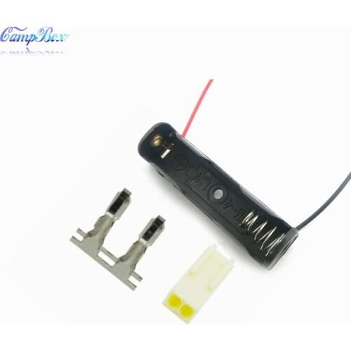 100Pcs 1xAAA Battery Case Holder Socket Wire Junction Boxes With 15cm Wires, KF2510 Header and Crimps