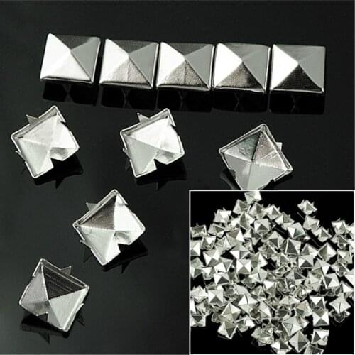 100PCS DIY 10mm Silver 4 Claw Rivets Square Metal Spike Studs Pyramid Rivets For Leather Spikes On Clothes/Shoes/Bags/Belt