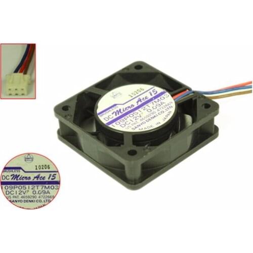 Sanyo Denki 109P0512T7M03 DC 12V 0.09A 50x50x15mm 3-wire Server Cooling Fan