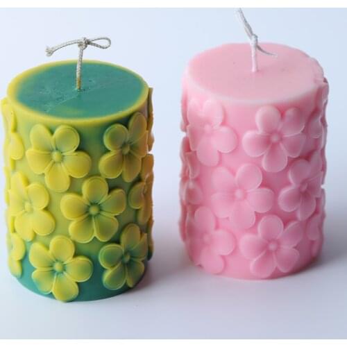 3D Butterfly Plumeria Cylinder Candle Mold Supplies DIY Embossed Flower Pattern Aromatherapy Mold Handmade Tools