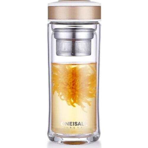 480ml Double Walled glass Mug thickening thermal insulation with tea filter heat-resistant water cup