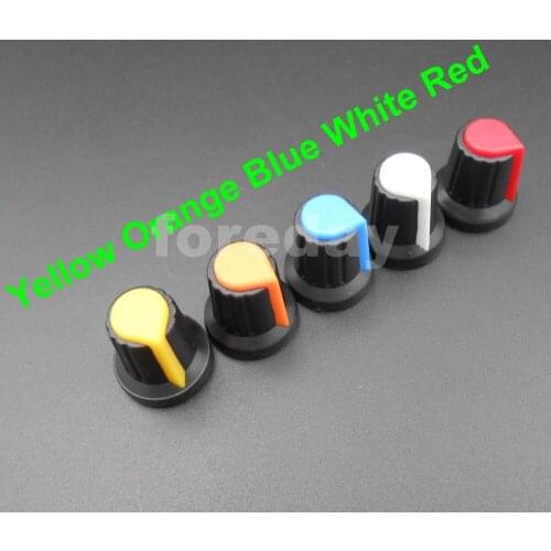 500PCS X NEW 6mm WH148 potentiometer AG2 Plastic knob cap M6 Plum Handle for amplifier Yellow Red White Orange Blue *FD661-665