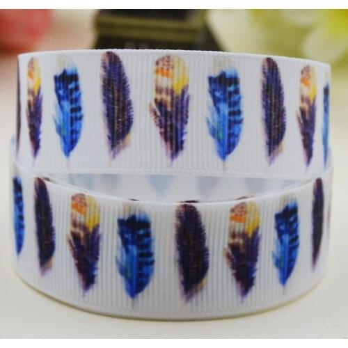 22mm 25mm 38mm 75mm Ruban satin feather printed Grosgrain Ribbon Hair Accessories party decoration 10 Yards X-02451