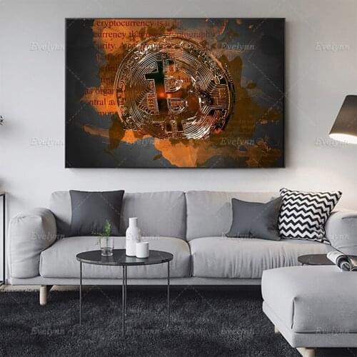 Bitcoin Crypto Currency Inspirational Posters And Print Modern Office Home Decor Stock Trading Wall Art Canvas Painting Corridor