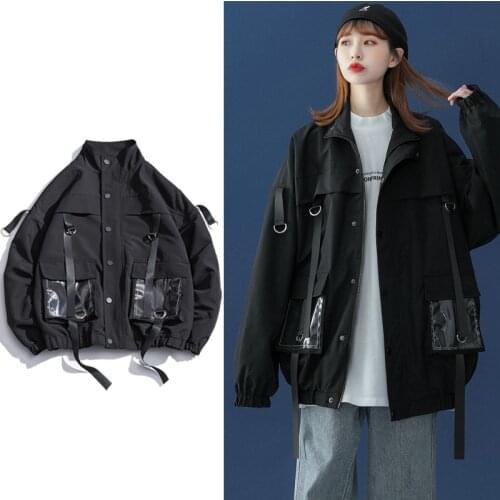 Streetwear spring womens bomber jacket 2021 hip hop woman bomber jacket ribbons casual oversize windbreaker womens coat