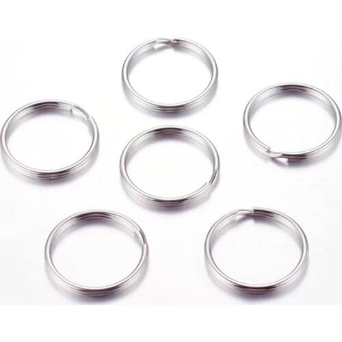 50pcs 25x1.5mm 316 Stainless Steel Key Rings Key Chain Round Split Keychain F70
