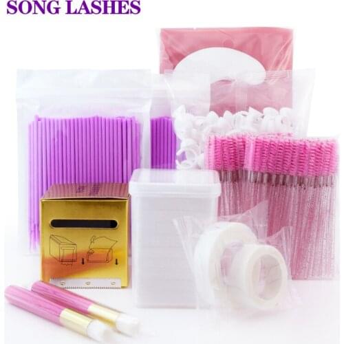 SONG LASHES Wipe Clean Cotton Eyelash Brush Eyepach Tape glue ring plastic wrap for eyelash extensions make up tool cleaner
