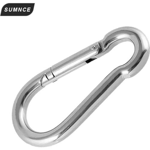 304 Stainless Steel Carabiner Spring Snap Hook Quick Connection D-Ring Keychain Clip Buckle for Camping Hiking Mountaineering