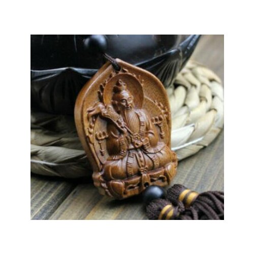 Wood Carving Chinese Taoism Lord Lao Zi God Car Pendant Amulet Craft