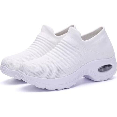 Large Size Platform Summer Sneakers Sock Woman Sport Shoes White Sports Shoes Women Running Knit Bascket Femme Krasivovki A-473