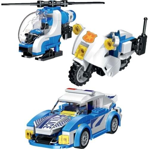 Campervan Trailer Bus Repair Shop Building Blocks Pickup Truck Police Station Fire Department Hospital Bricks Toys Children Gift
