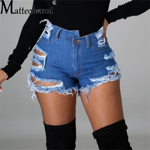 2021 Hot Sale Summer Woman Sexy Ripped Denim Shorts Ladies High Waist Irregular Tassel Slim Casual Streetwear Shorts Jeans S-2XL