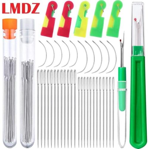 LMDZ 47PCS Sewing Accessories Kits Large Eye Sewing Embroidery Needles Seam Ripper and Needle Threader for Home Sewing Quilting