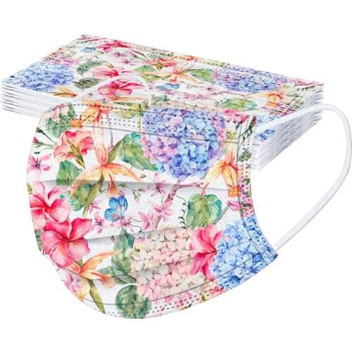 Halloween Cosplay 10pcs Three-layer Mask Disposable Fashion Printed 3-layer Designer Bandana Mascarillas For Face Cosplay Masque