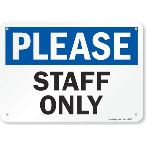 Metal warning tin sign for "Please Staff Only" Sign | 12x8 Inch Plastic for office wall stickers posters indoor/outdoor decor