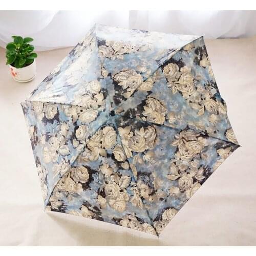 Mini ultra light five fold umbrella ultra small folding sun umbrella womens sunshade anti ultraviolet rose