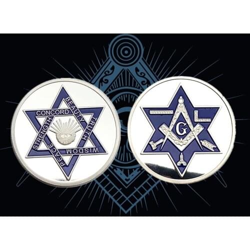 FreeMasonry One Open Eye Challenge Coin Concord Strength Peace Wisdom Truth Beauty Commemorative Coin Collectibles Religion Gift