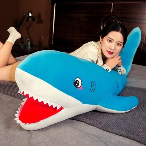 Cartoon marine animal shark megalodon large mollusk plush through the pillow cushion fabric comfortable soft room decoration gif