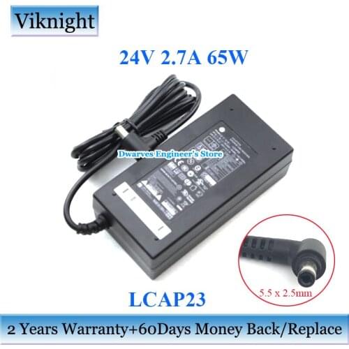 Genuine 24V 2.7A 65W AC Adapter LCAP23 For LG 26LS3700 22LS350S Laptop Charger 5.5 x 2.5mm US EU UK AU Plug Power Supply