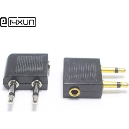 1pcs Airplane 3.5mm 2Pole Headphone Audio Converter Travel Jack Plug Right Angle 3.5 mm 2 in 1 Splitter Adapter
