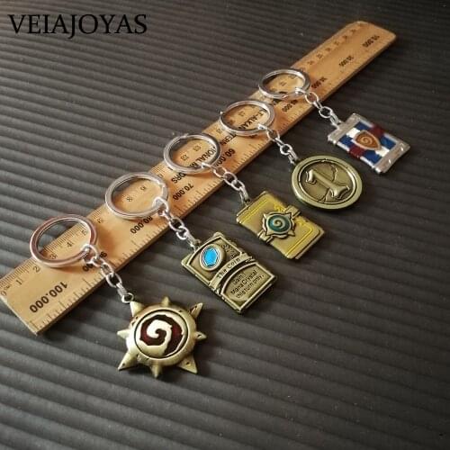 Complete Set Hearthstone Alloy Logo Keychains Heros of Warcraft Card Package Car Keyring Chaveiro Llaveros Game Key Chain Gifts
