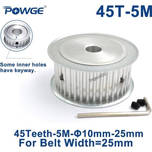 POWGE Arc HTD 5M 45 Teeth Synchronous Timing Pulley Bore 8/10/12/14/15/16/17/18/19/20/25mm for Width 25mm HTD5M Belt 45Teeth 45T
