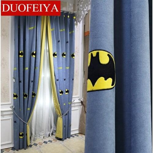 Modern Cartoon Embroidered Blackout Curtains High-grade Fabrics Curtain For Childrens Room Boys Curtains Custom