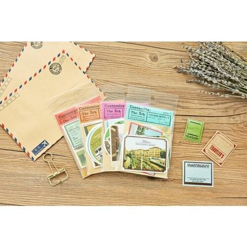 MIDORI TRAVELERS Vintage Travel Tag Retro Book Sticker Pack