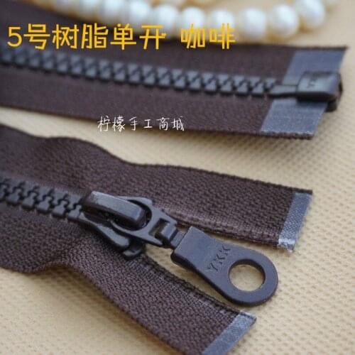 YKK Zipper 5th Resin Single Zipper Coffee 35-100cm Coat Down Placket