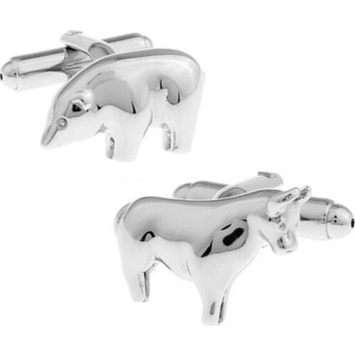 Factory Price Retail Designer Cufflinks For Men Brass Material Bull and Bear Design Cuff Links Free Shipping