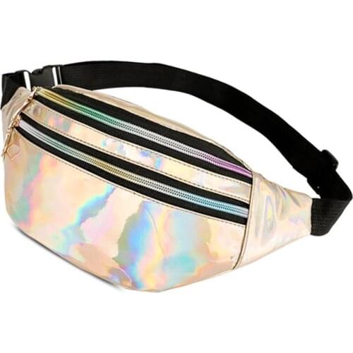 Fashion Glossy Zipper Waist Pack Adjustable Strap Woman Corssbody Shoulder Bag fanny pack bum bag for women sac banane